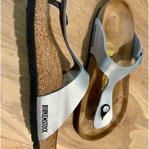 Birkenstock Gizeh Sandals Silver Sz 39